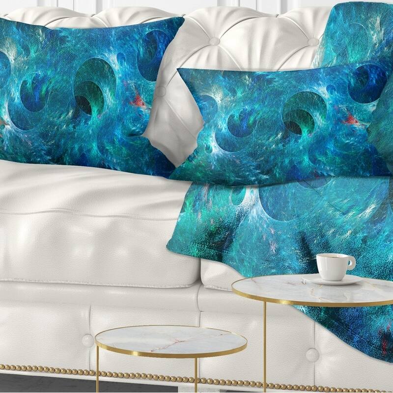 Designart 'Blue Circles Fractal Texture' Abstract Throw Pillow