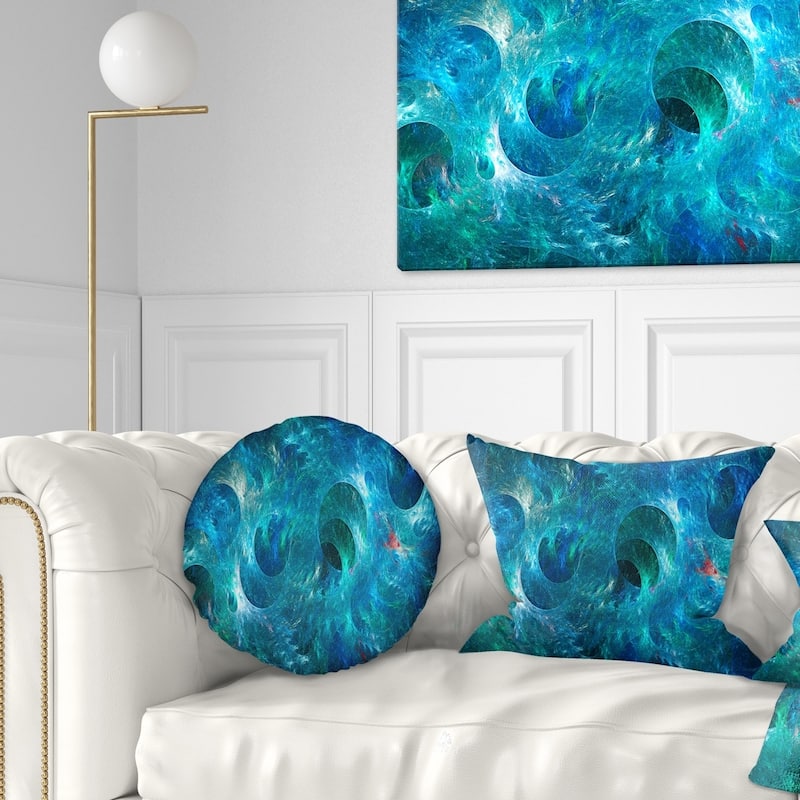 Designart 'Blue Circles Fractal Texture' Abstract Throw Pillow