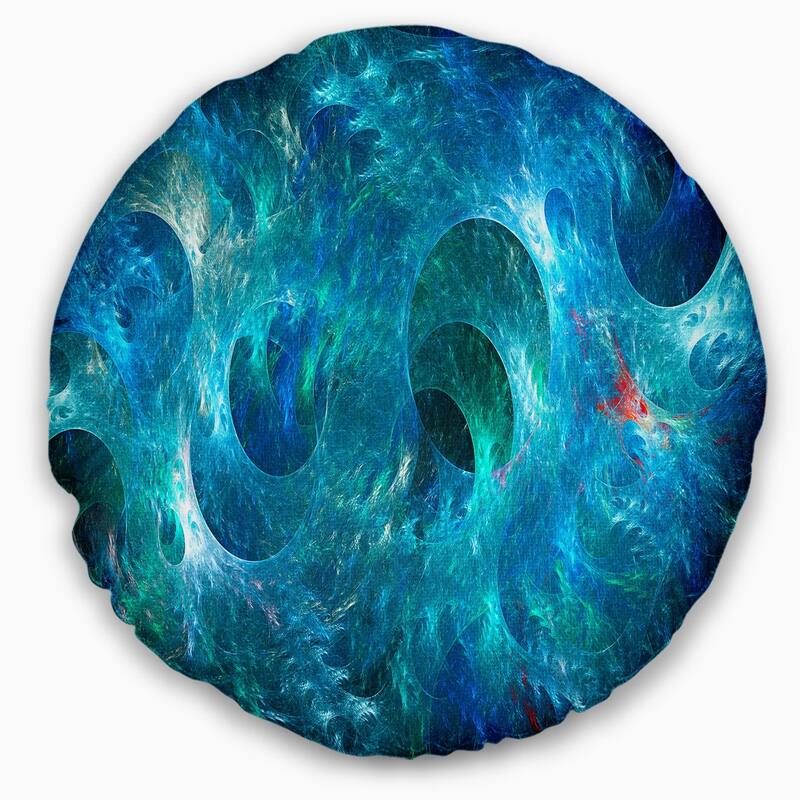 Designart 'Blue Circles Fractal Texture' Abstract Throw Pillow
