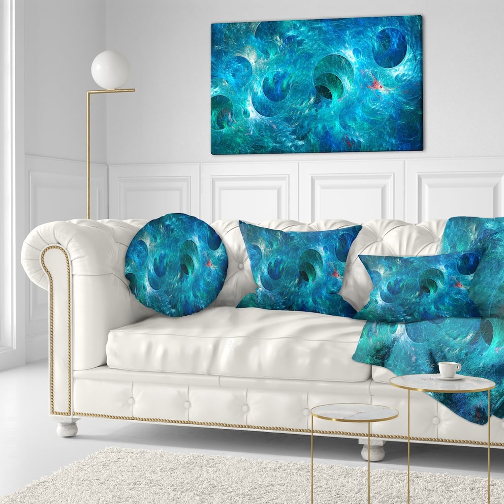 Designart 'Blue Circles Fractal Texture' Abstract Throw Pillow