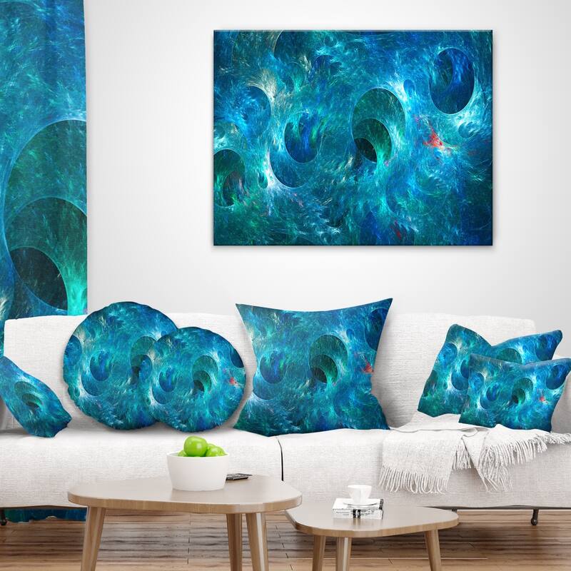 Designart 'Blue Circles Fractal Texture' Abstract Throw Pillow