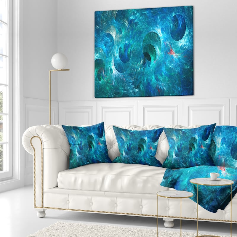 Designart 'Blue Circles Fractal Texture' Abstract Throw Pillow