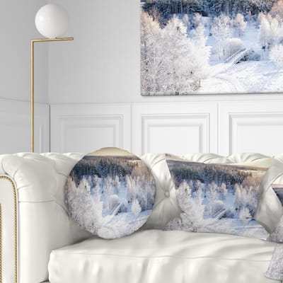 Designart 'Beautiful Winter Panorama' Landscape Printed Throw Pillow