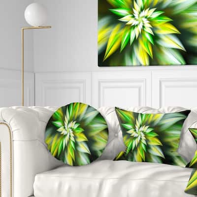 Designart 'Exotic Green Fractal Spiral Flower' Abstract Throw Pillow
