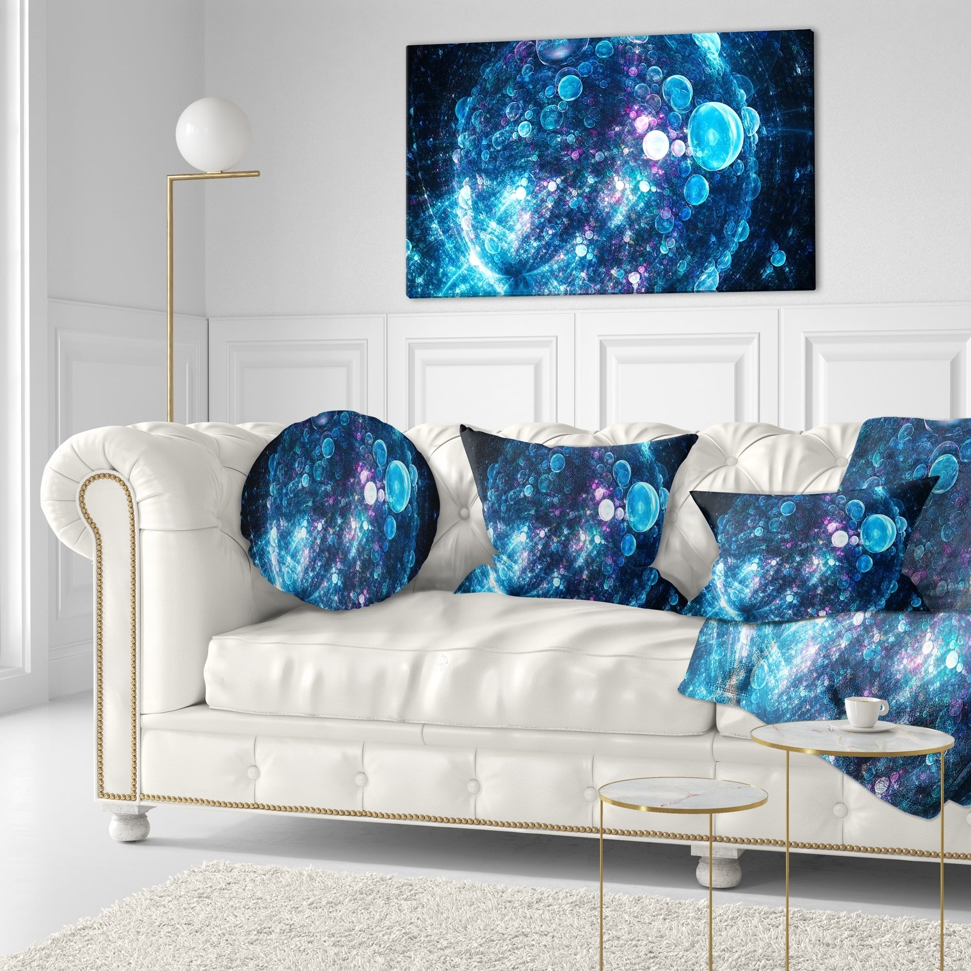 Designart 'Blue Spherical Planet Bubbles' Abstract Throw Pillow - Bed ...