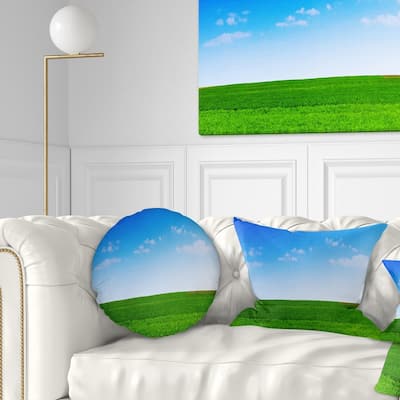 Designart 'Green Meadow Panorama' Landscape Printed Throw Pillow