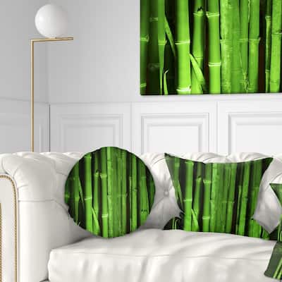 Designart 'Green Bamboo Forest' Floral Throw Pillow