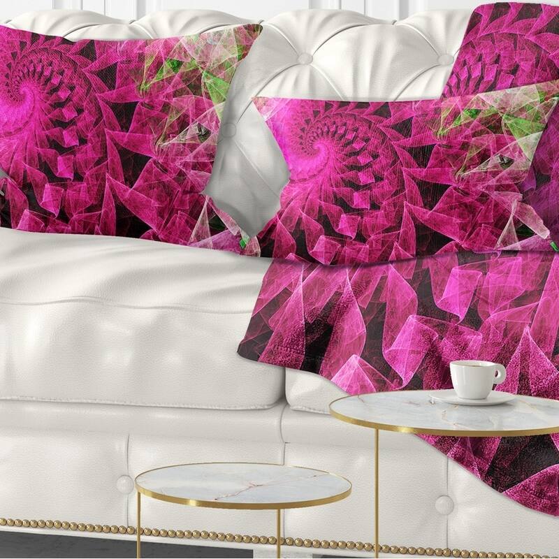 Designart 'Pink Spiral Kaleidoscope' Abstract Throw Pillow - Rectangle - 12 in. x 20 in. - Medium
