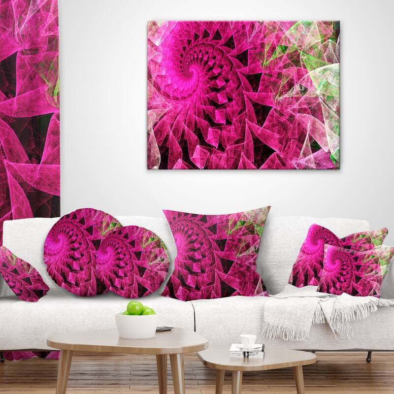 Designart 'Pink Spiral Kaleidoscope' Abstract Throw Pillow