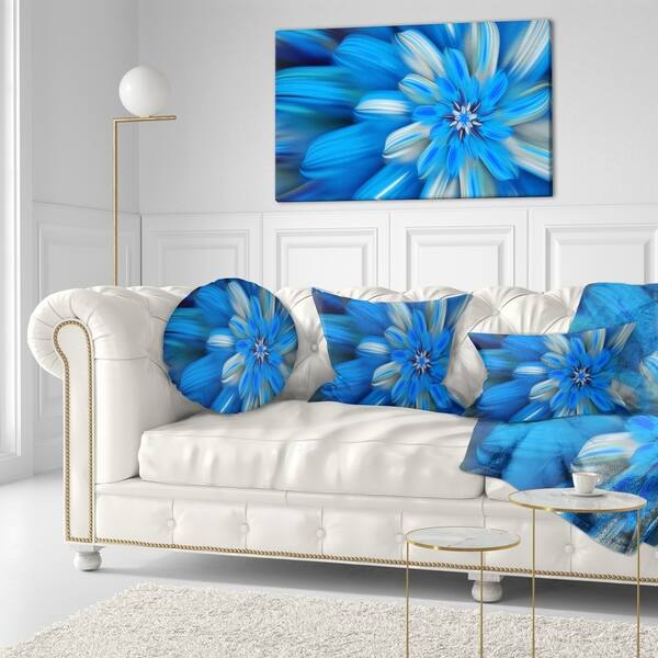 Designart Exotic Dance Of Blue Flower Petals Floral Throw Pillow On Sale Overstock 20953053