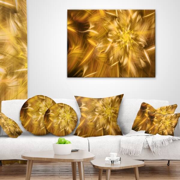 Designart Exotic Dance Of Golden Flower Petals Floral Throw Pillow On Sale Overstock 20953069
