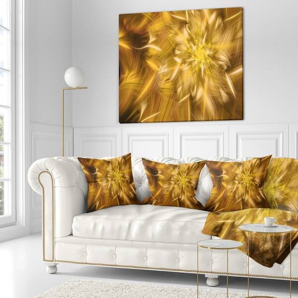 Designart Exotic Dance Of Golden Flower Petals Floral Throw Pillow On Sale Overstock 20953069