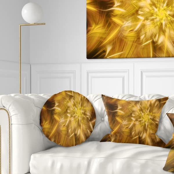 Designart Exotic Dance Of Golden Flower Petals Floral Throw Pillow On Sale Overstock 20953069