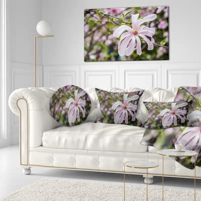 Designart 'Beautiful Magnolia Flowers' Floral Throw Pillow