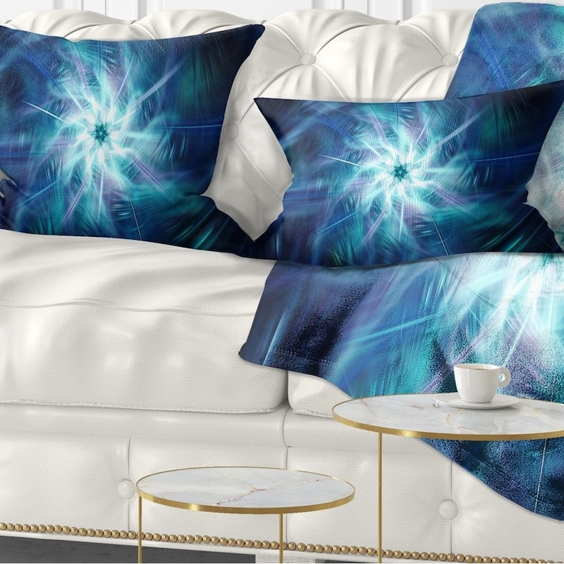 Designart 'Splaying Bright Blue Fireworks' Floral Throw Pillow - Rectangle - 12 in. x 20 in. - Medium