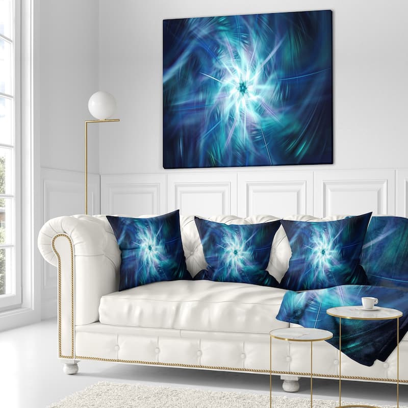 Designart 'Splaying Bright Blue Fireworks' Floral Throw Pillow