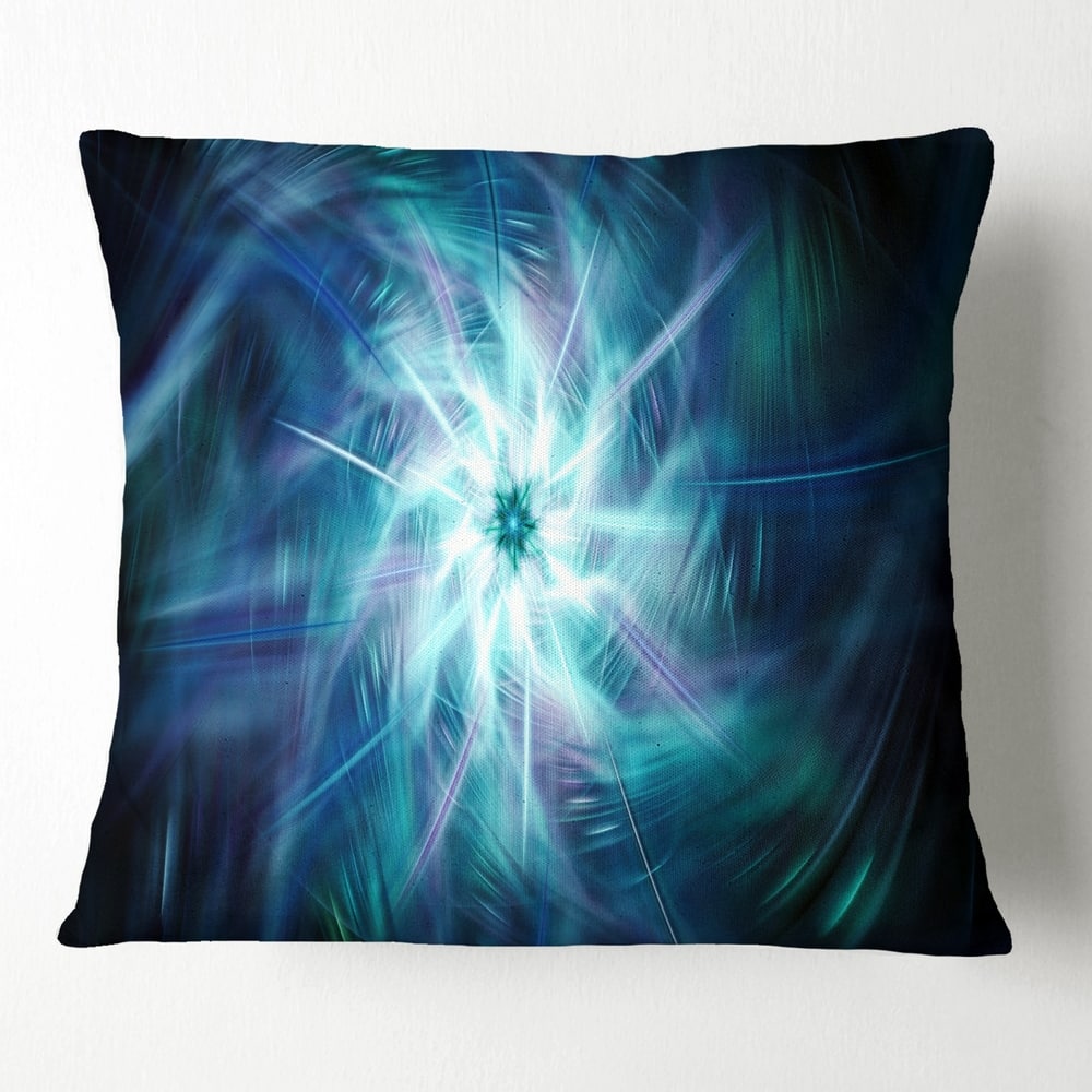 Designart 'Splaying Bright Blue Fireworks' Floral Throw Pillow