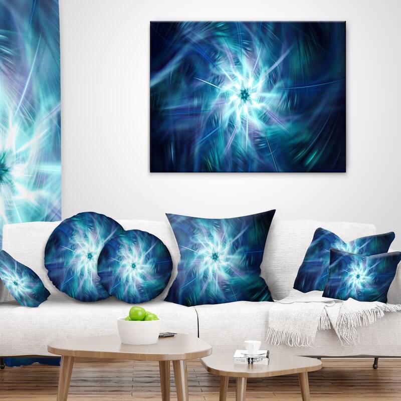 Designart 'Splaying Bright Blue Fireworks' Floral Throw Pillow