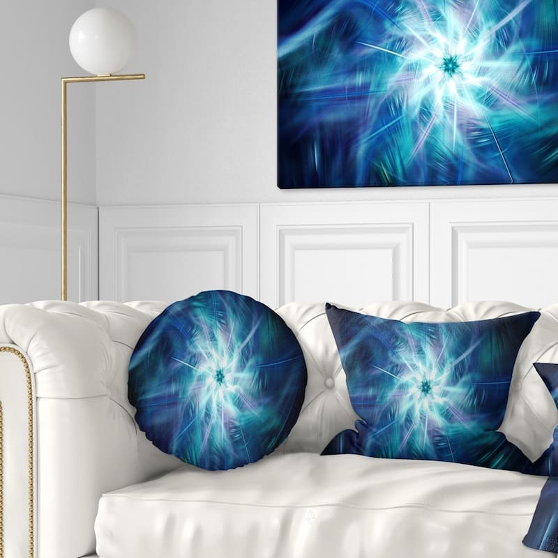 Designart 'Splaying Bright Blue Fireworks' Floral Throw Pillow