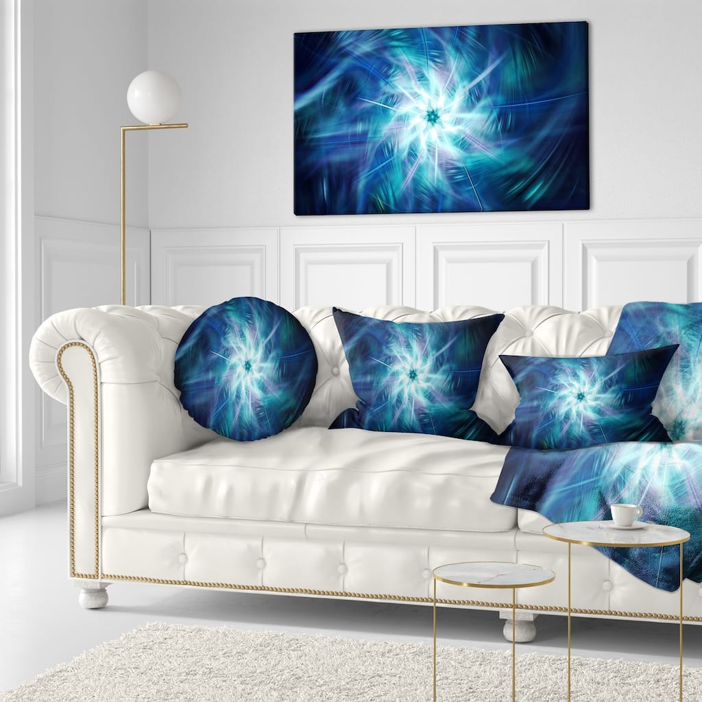 Designart 'Splaying Bright Blue Fireworks' Floral Throw Pillow