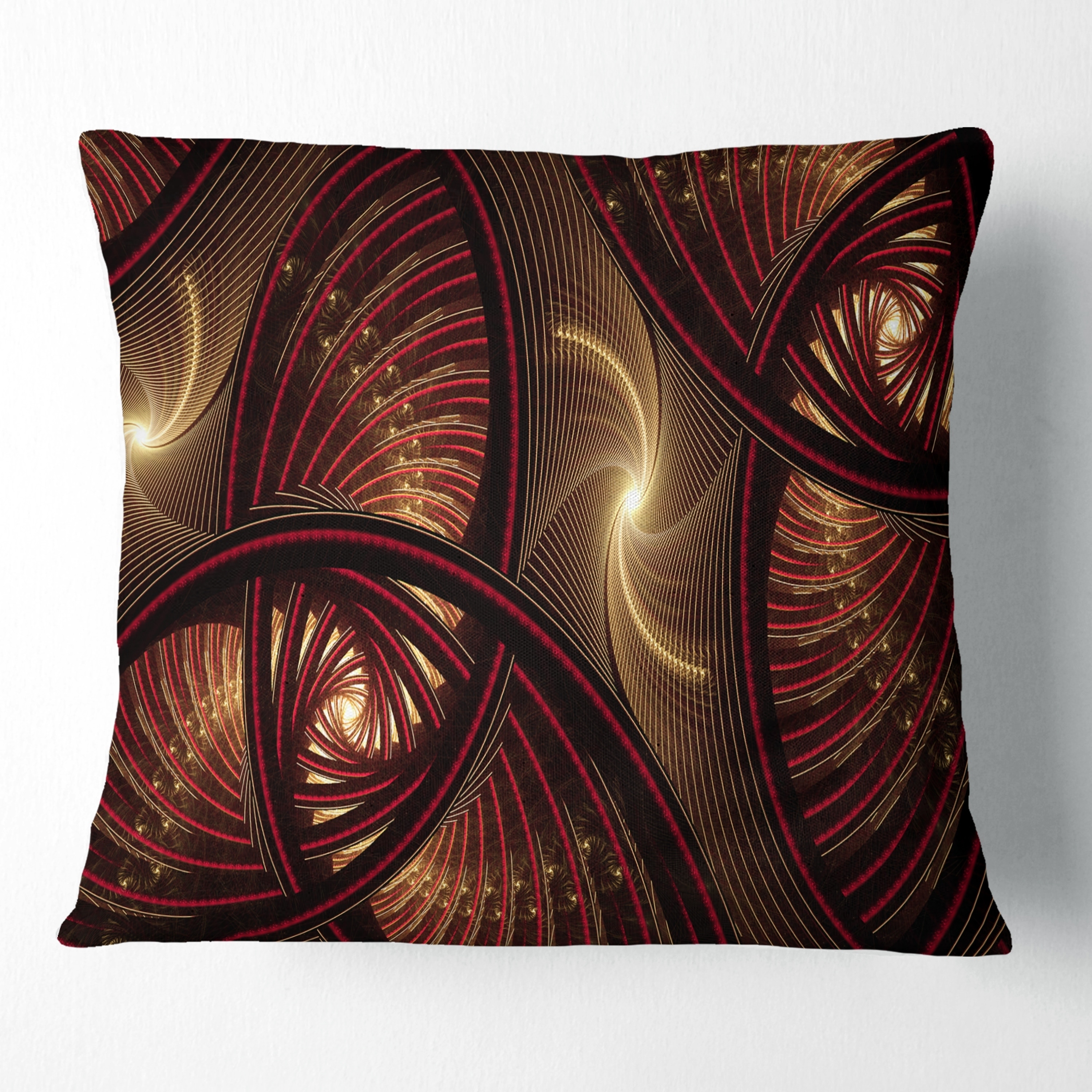Designart 'Brown Symmetrical Fractal Pattern' Floral Throw Pillow