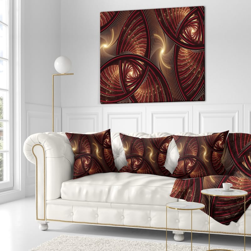 Designart 'Brown Symmetrical Fractal Pattern' Floral Throw Pillow