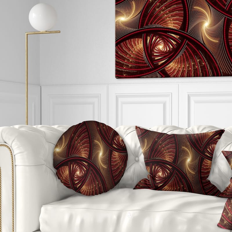 Designart 'Brown Symmetrical Fractal Pattern' Floral Throw Pillow