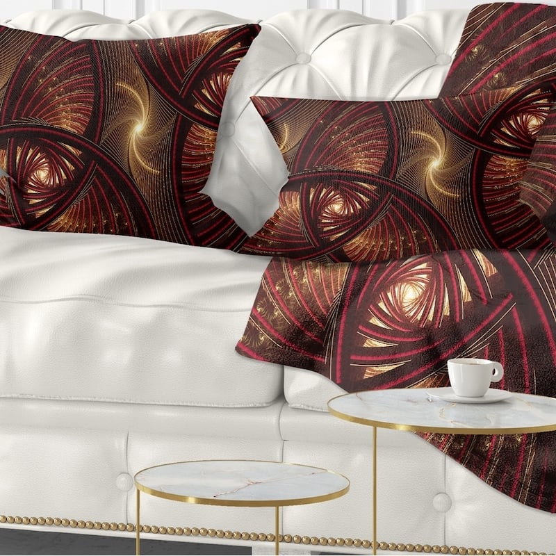 Designart 'Brown Symmetrical Fractal Pattern' Floral Throw Pillow - Rectangle - 12 in. x 20 in. - Medium
