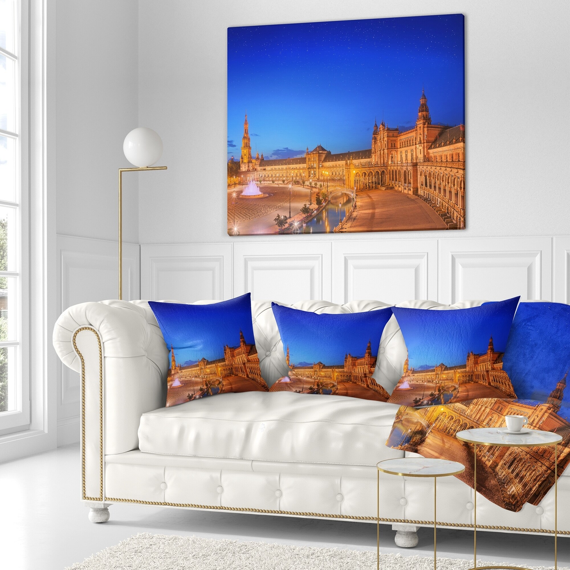 Designart 'View of Spain Square at Sunset' Cityscape Throw