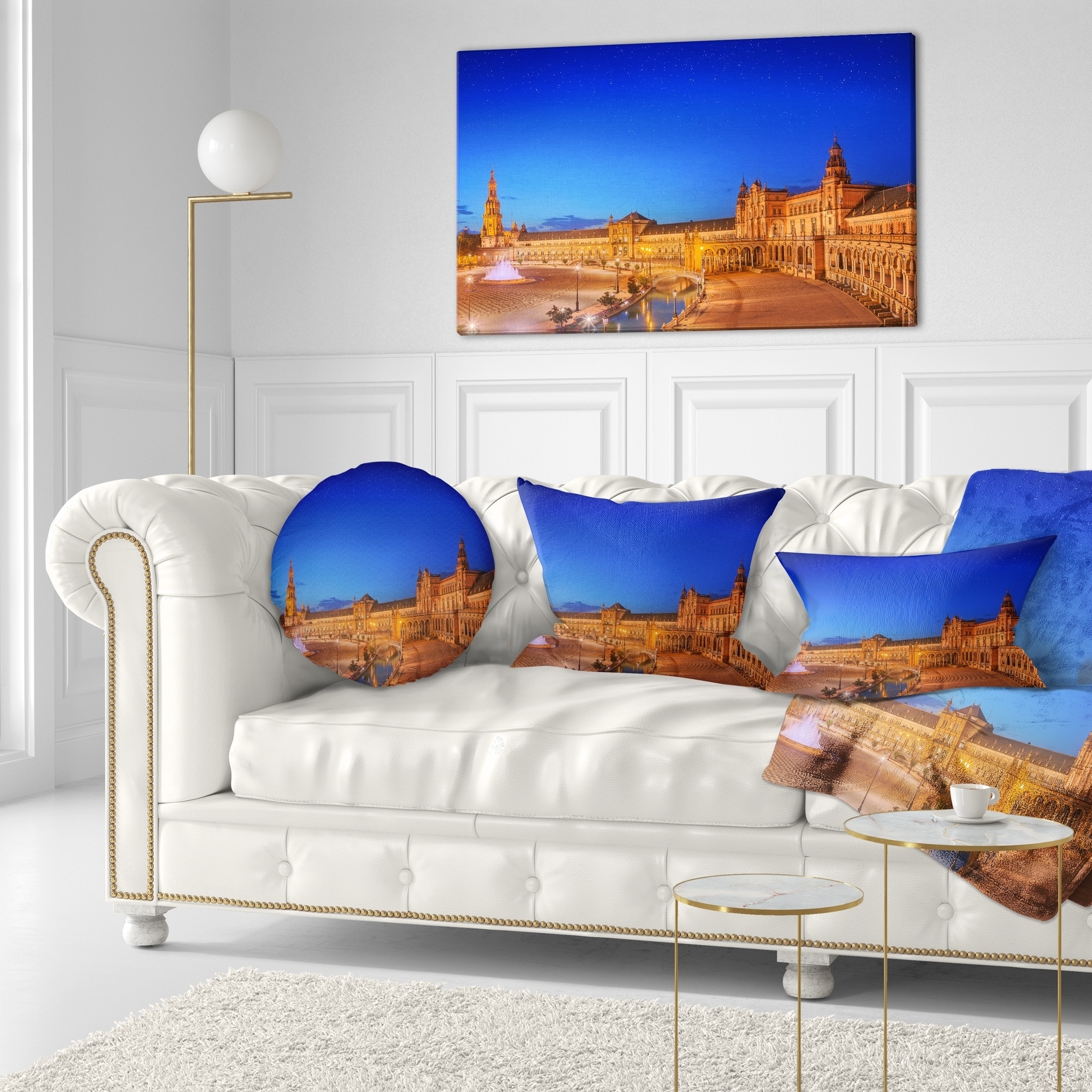 Designart 'View of Spain Square at Sunset' Cityscape Throw