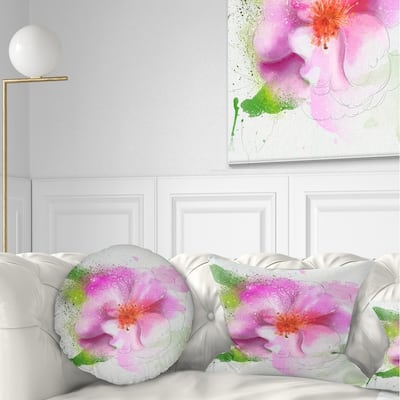 Designart 'Blooming Pink Flower Watercolor' Flowers Throw Pillowwork
