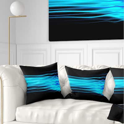 Designart 'Bright Blue Fractal Waves' Abstract Throw Pillow