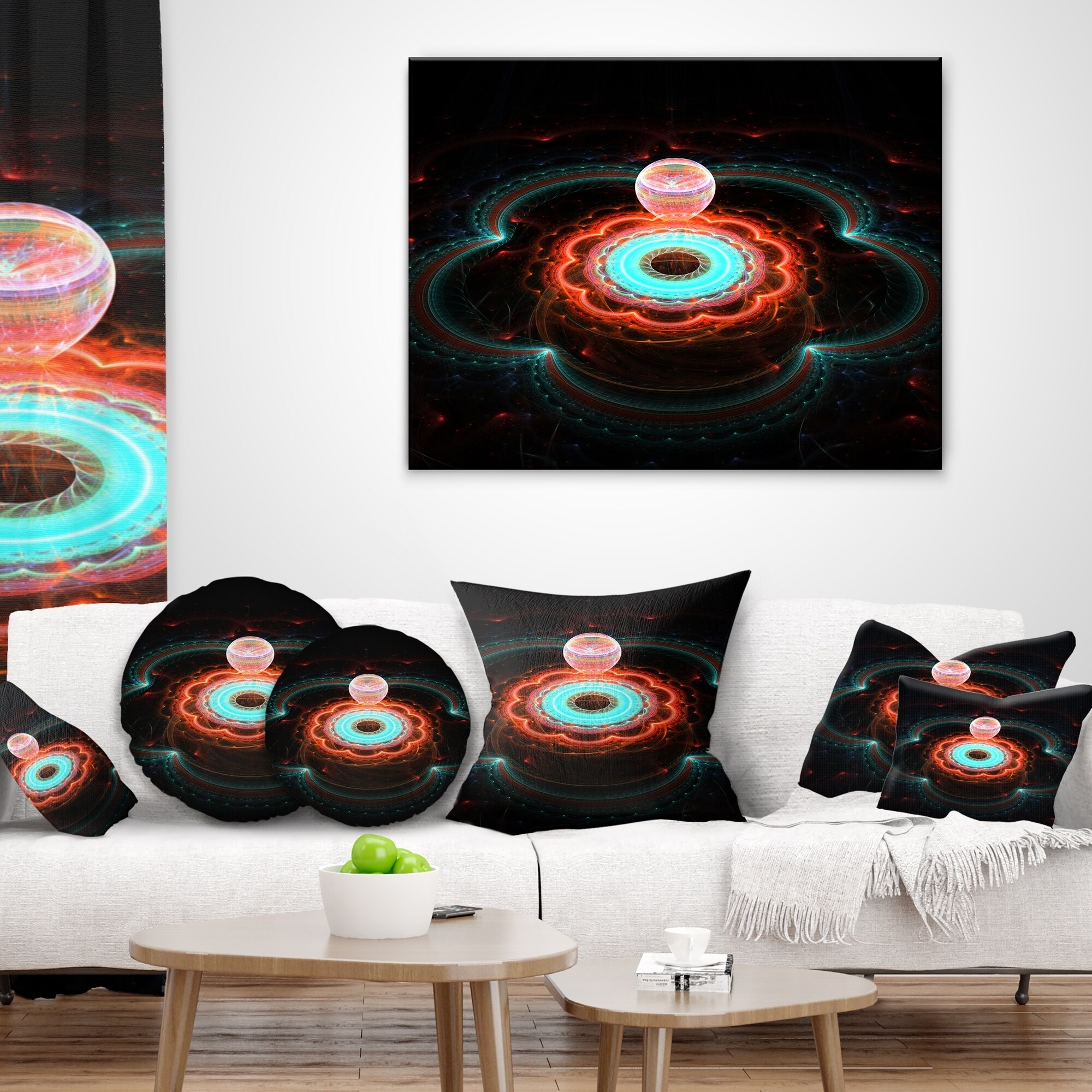 Designart 'Balloon over Fractal Colored Area' Floral Throw-image