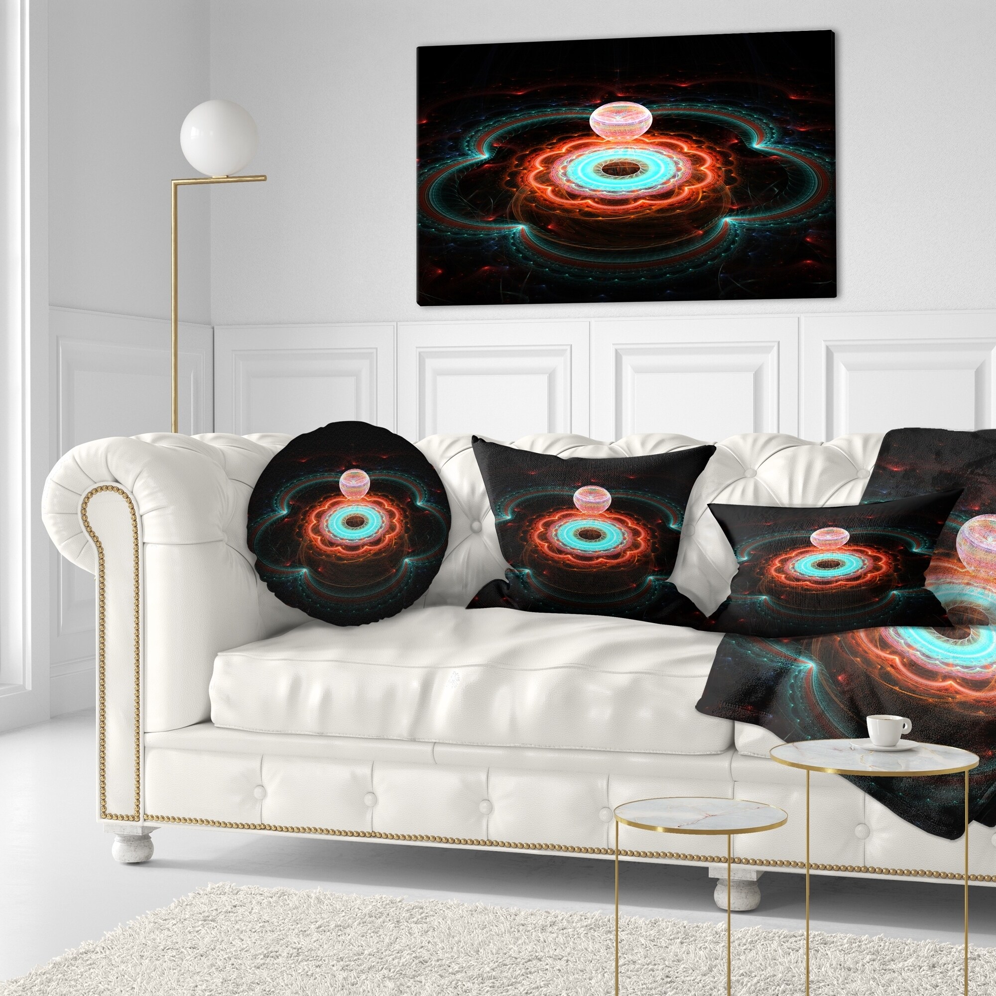 Designart 'Balloon over Fractal Colored Area' Floral Throw-image