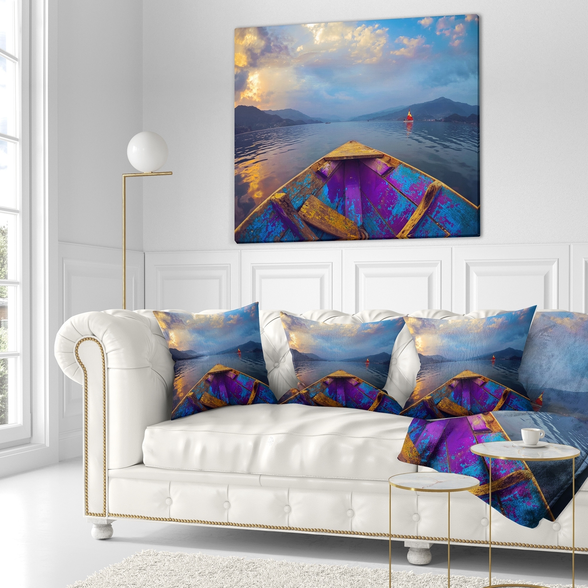 Designart 'Boat in Himalaya Mountains Lake' Boat Throw