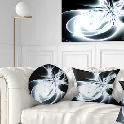 Designart 'White Symmetrical Fractal Flower' Abstract Throw Pillow