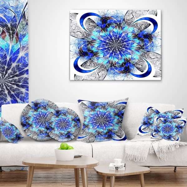Designart Symmetrical Blue Fractal Flower Abstract Throw Pillow On Sale Overstock 20953398