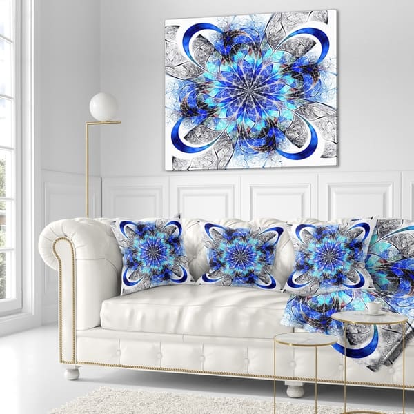 Designart Symmetrical Blue Fractal Flower Abstract Throw Pillow On Sale Overstock 20953398