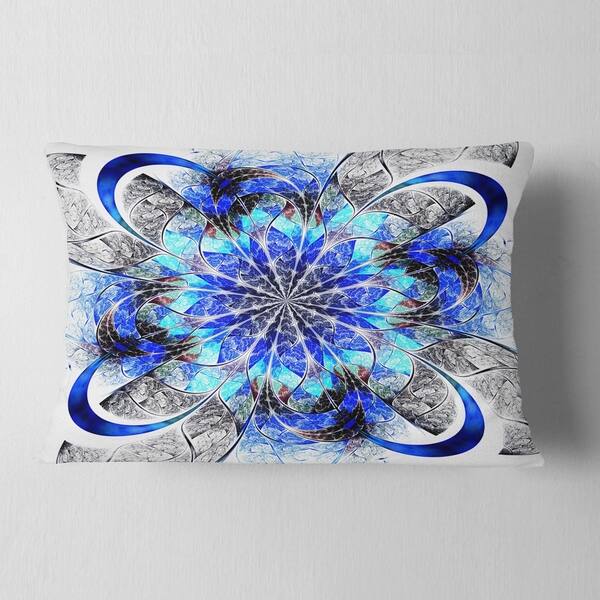 Designart Symmetrical Blue Fractal Flower Abstract Throw Pillow On Sale Overstock 20953398