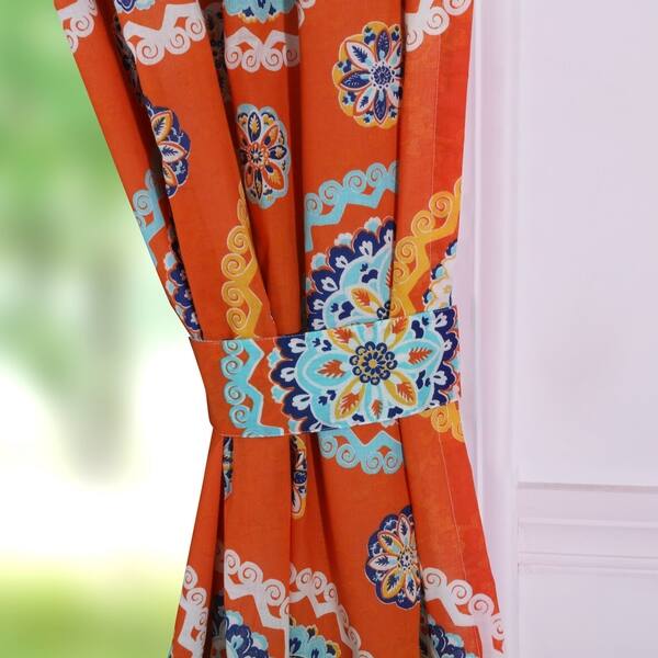 Shop Barefoot Bungalow Rozario Tangerine Curtain Panel Pair Set