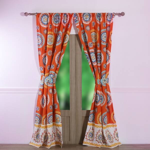 Shop Barefoot Bungalow Rozario Tangerine Curtain Panel Pair Set