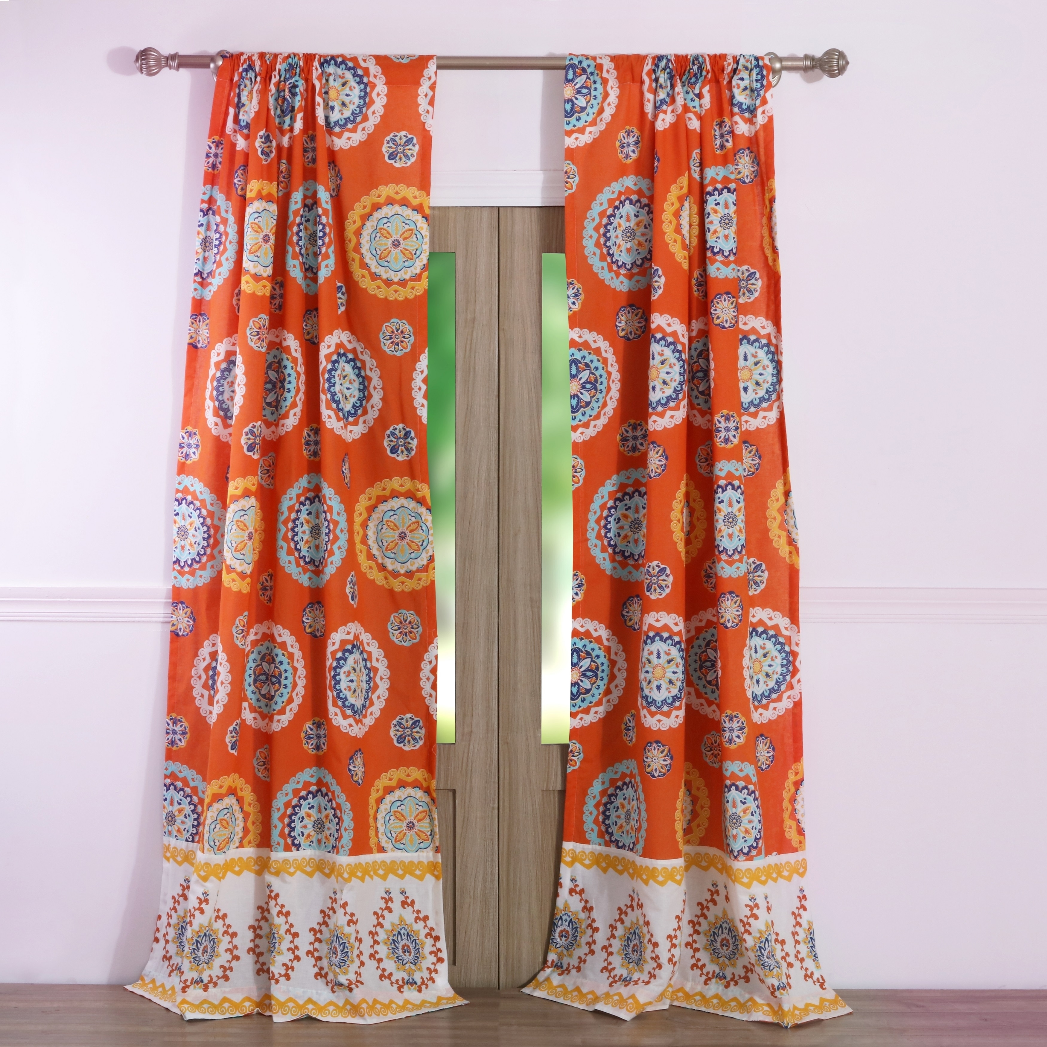 Shop Barefoot Bungalow Rozario Tangerine Curtain Panel Pair Set