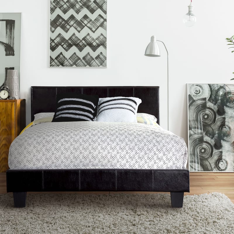 Anita I Contemporary Faux Leather Upholstered Platform Bed - Espresso - King