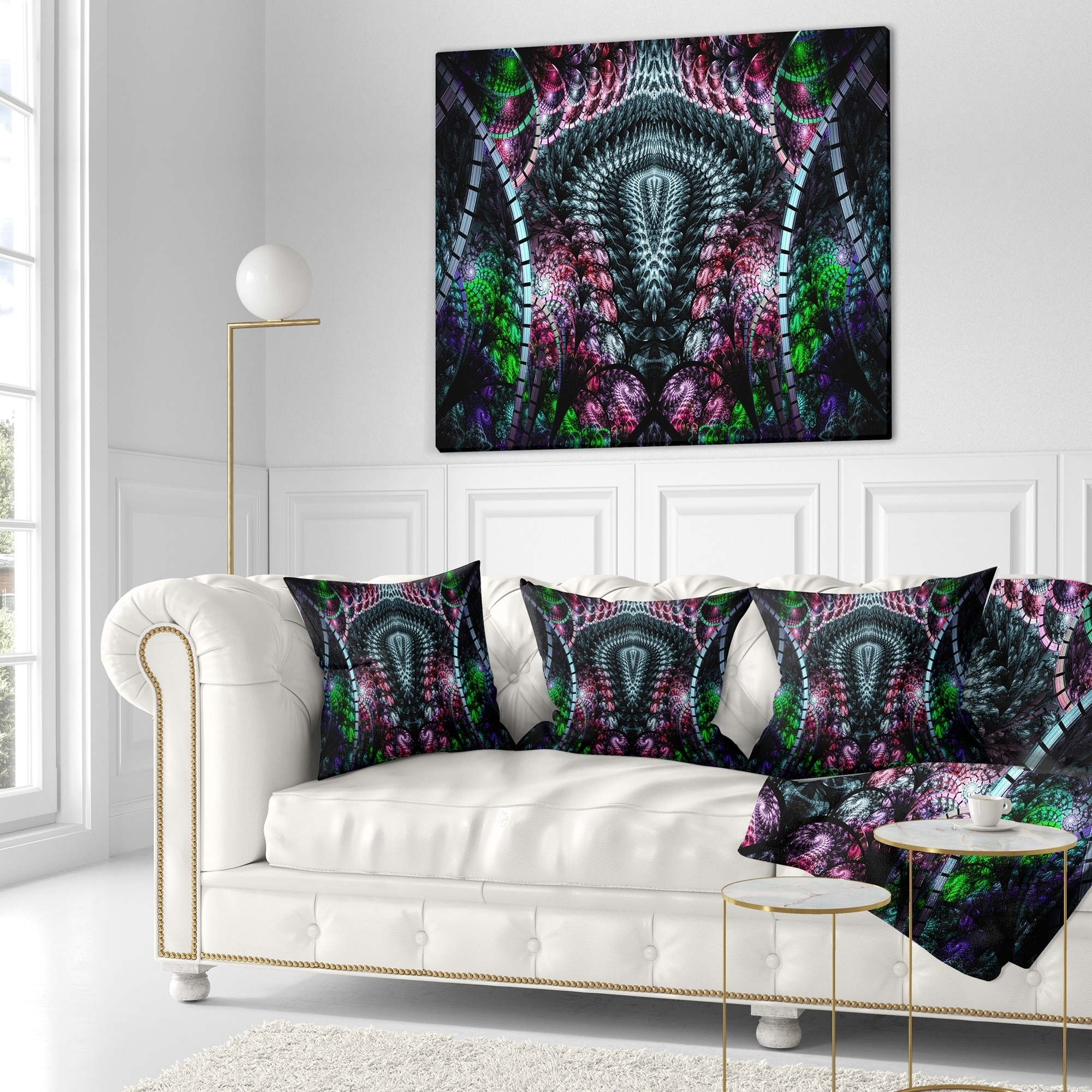 in Insert Printed on Both Side x 18 in Designart CU16515-18-18 Strange Fractal Design on Black Abstract Cushion Cover for Living Room Sofa Throw Pillow 18 in