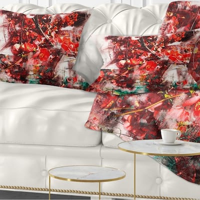 Designart 'Red Flowers Abstract Background' Abstract Throw Pillow