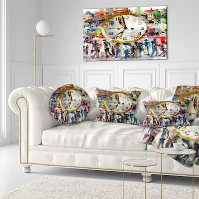 Designart 'People and Time Acrylic Watercolor' Abstract Throw Pillow