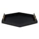 preview thumbnail 5 of 8, Halsey Hexagon Decorative Wood Tray with Polished Metal Handles