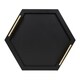 Halsey Hexagon Decorative Wood Tray with Polished Metal Handles - Thumbnail 5