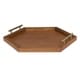 Halsey Hexagon Decorative Wood Tray with Polished Metal Handles - Thumbnail 6