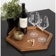 preview thumbnail 2 of 8, Halsey Hexagon Decorative Wood Tray with Polished Metal Handles
